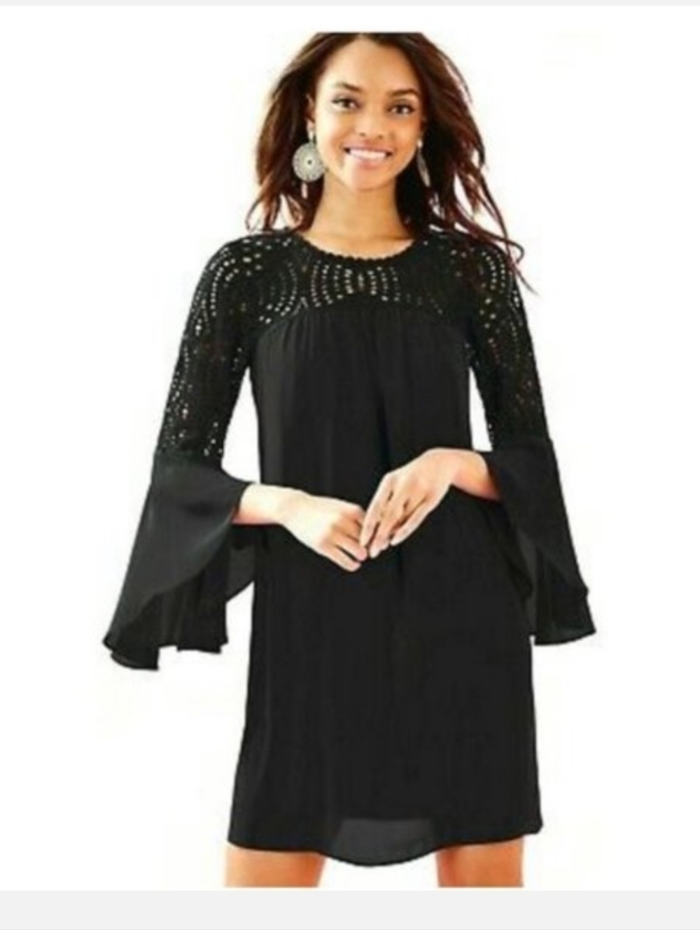 Lilly Pulitzer Dress Sz 12 Black Bell Sleeve